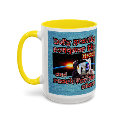 defy conquer reach - Accent Mug (faded blue)