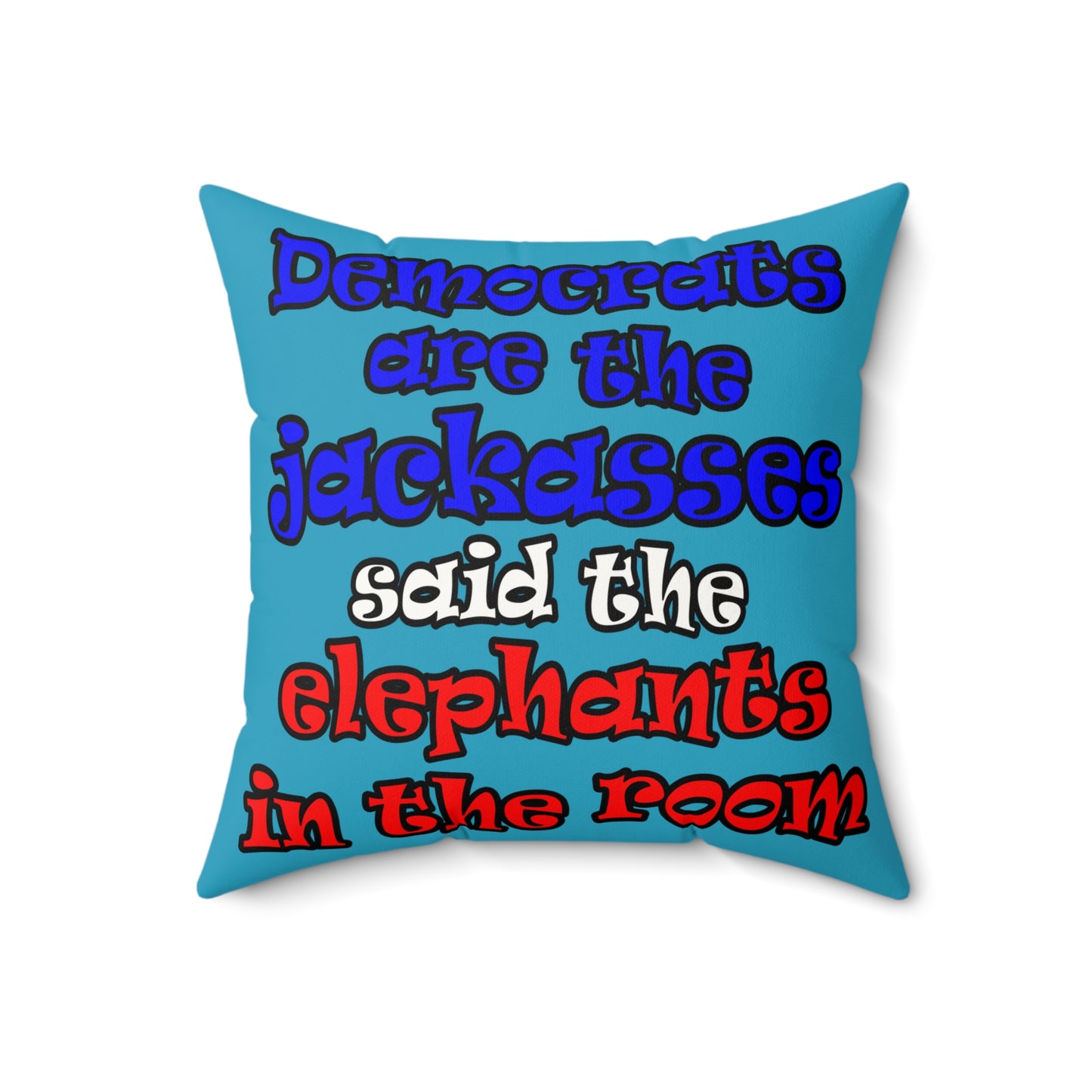 donkeys and elephants - Faux Suede Square Pillow - (turquoise)