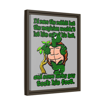 turtle race - framed canvas art (light grey)