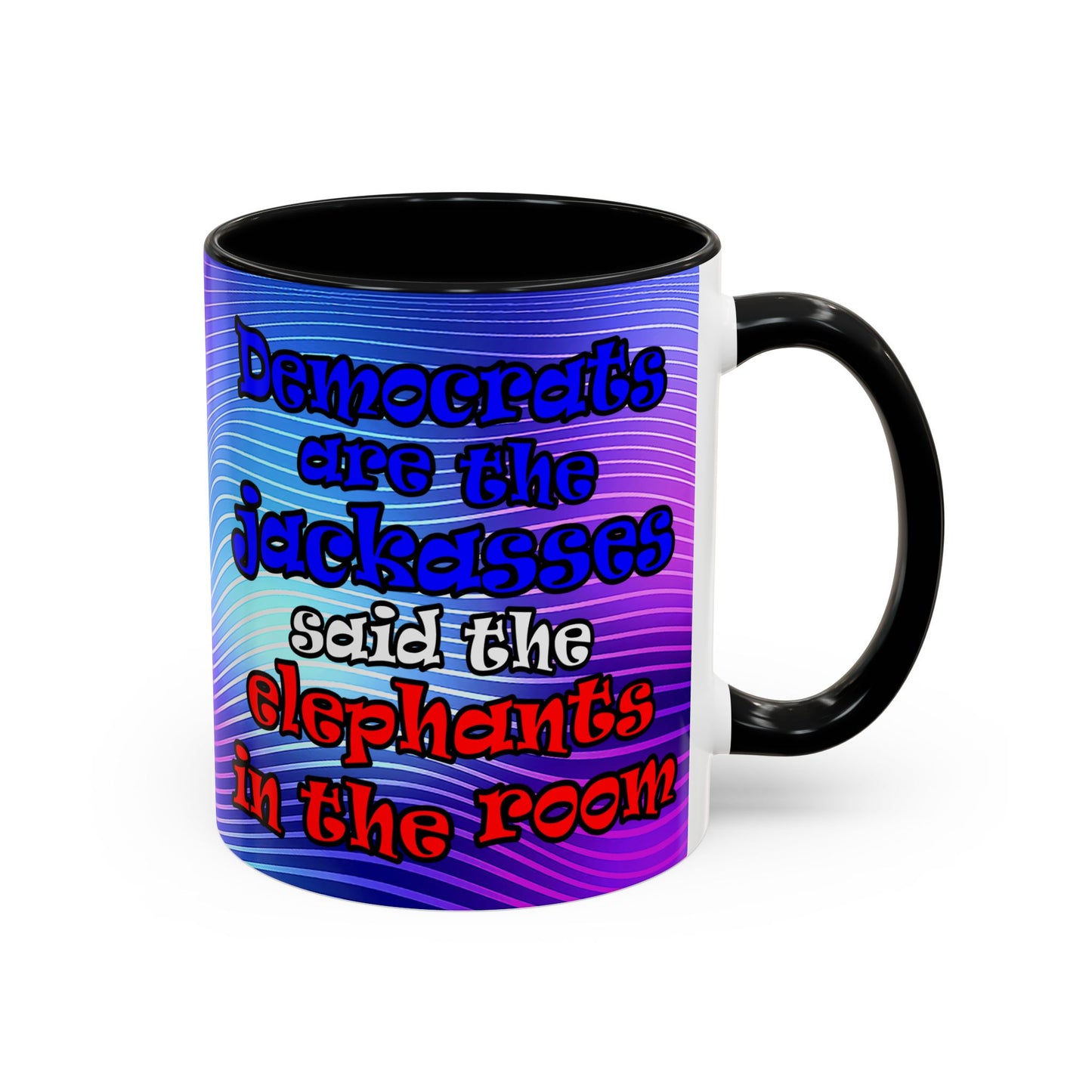 donkeys and elephants - Accent Mug (purple wave)