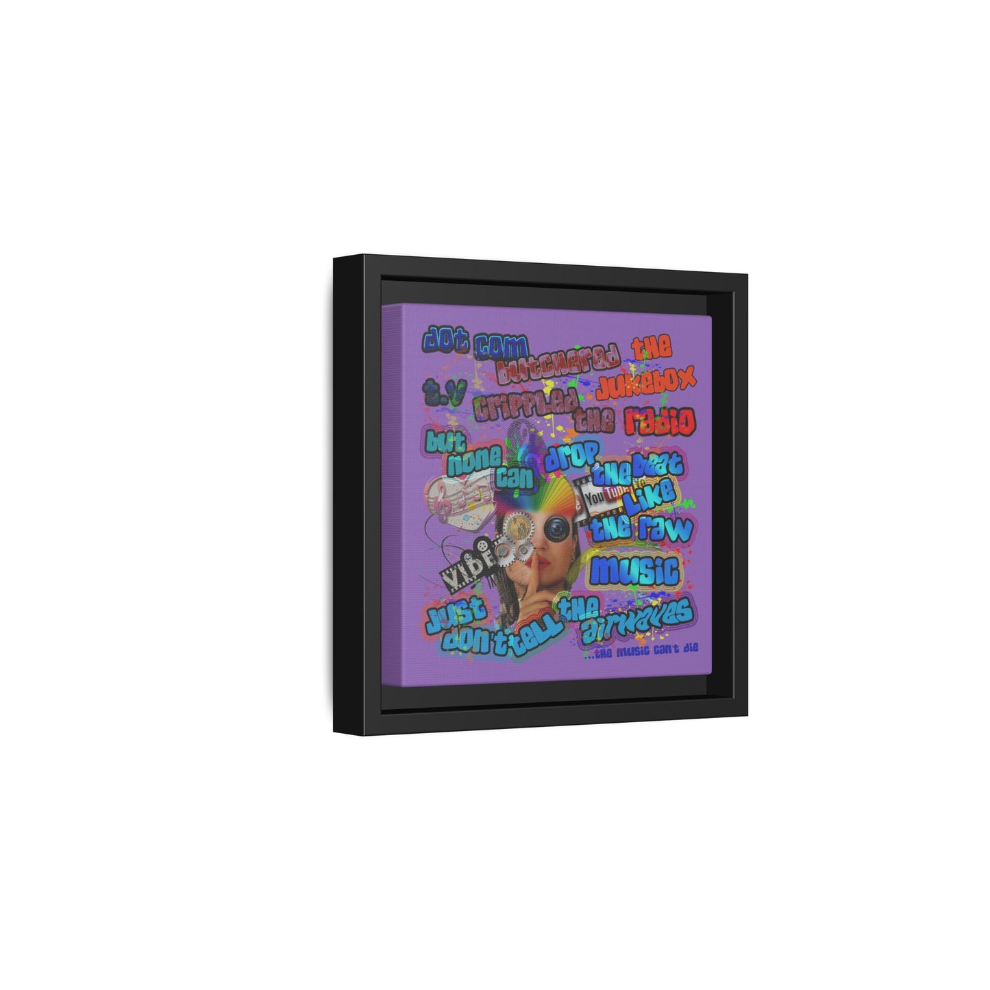 drop the beat - framed canvas art (light purple)