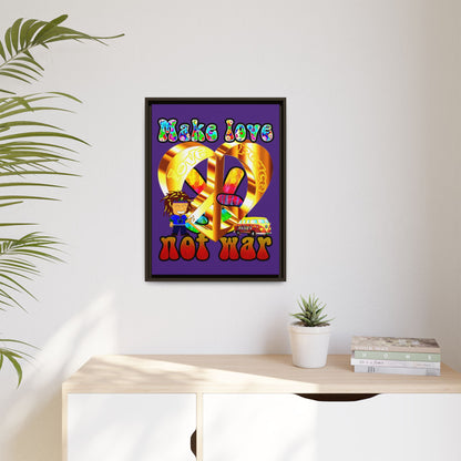 love peace - framed canvas art (purple)