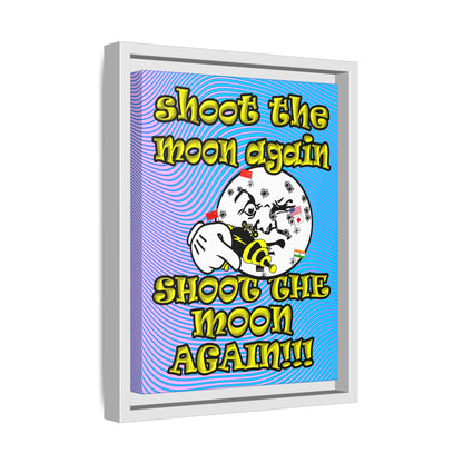 shoot the moon again - framed canvas art (light blue-purple wave)