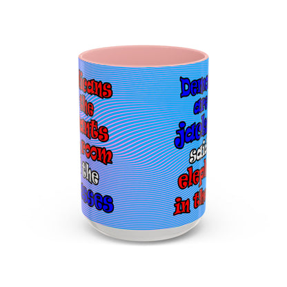 donkeys and elephants - Accent Mug (light blue-purple wave)