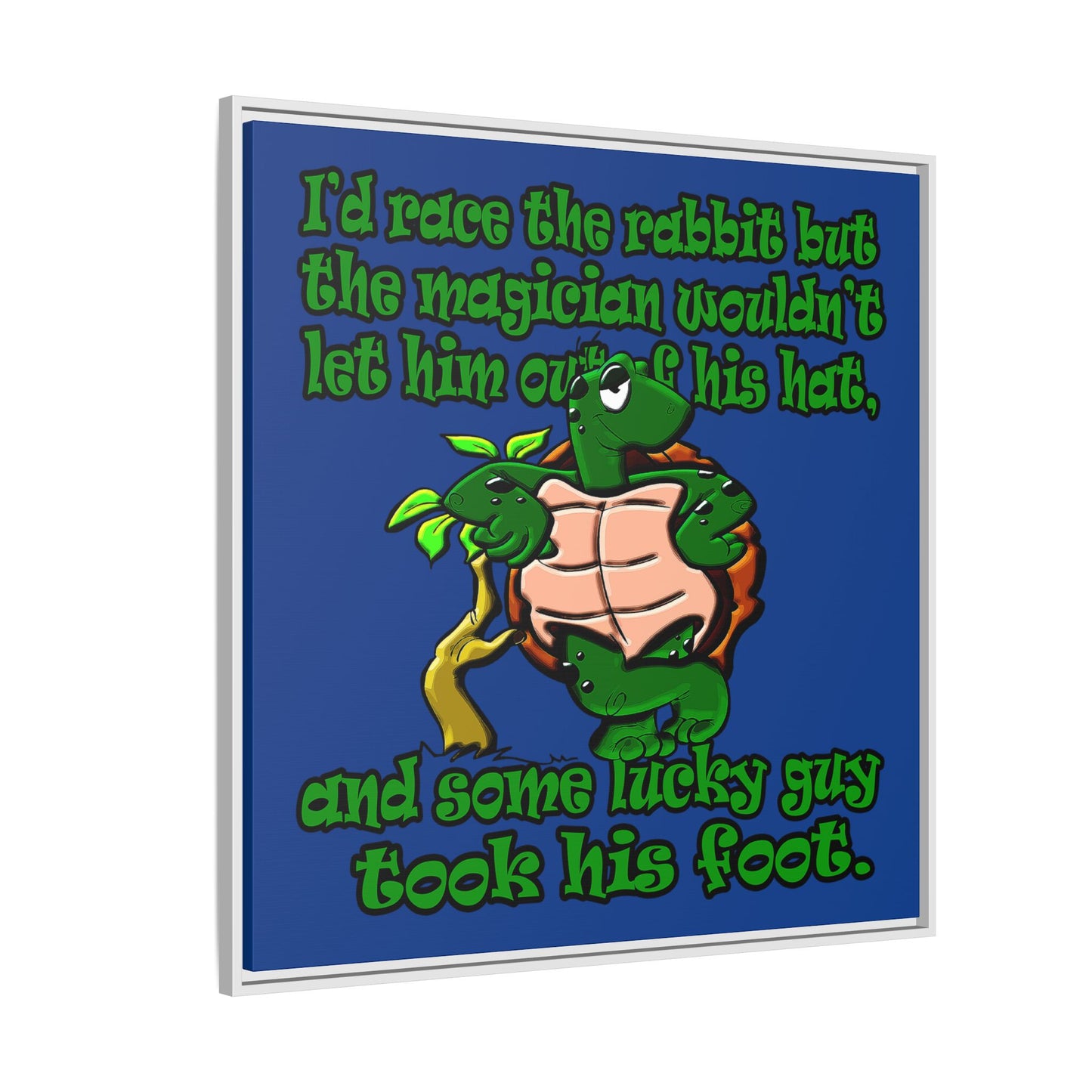 turtle race - framed canvas art (dark blue)