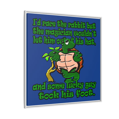turtle race - framed canvas art (dark blue)