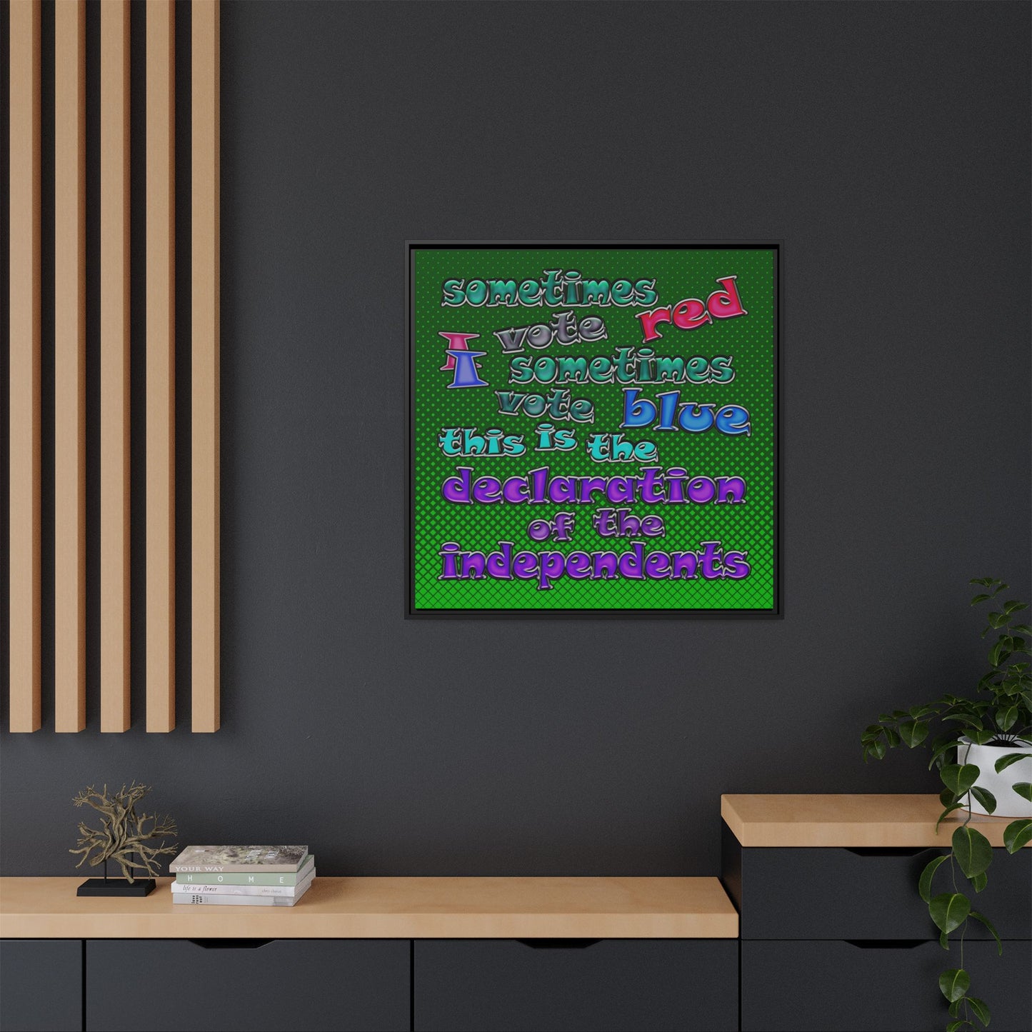 declaration of the independents - framed canvas art (logo green)