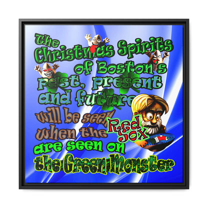 christmas spirits of boston - framed canvas art (blue-white wave)
