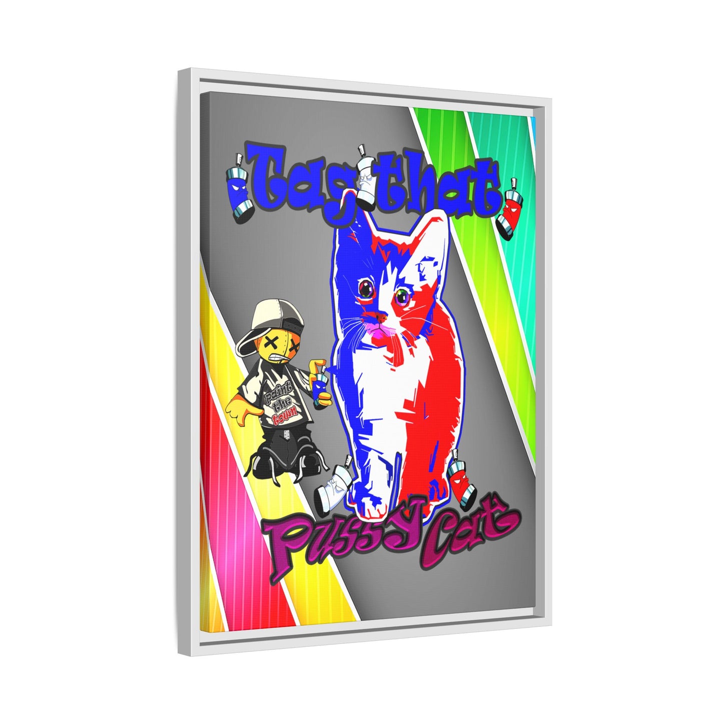 tag that - framed canvas art (rainbow split)