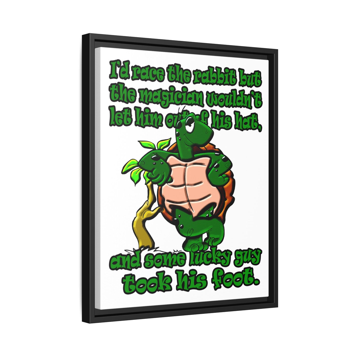 turtle race - framed canvas art (white)