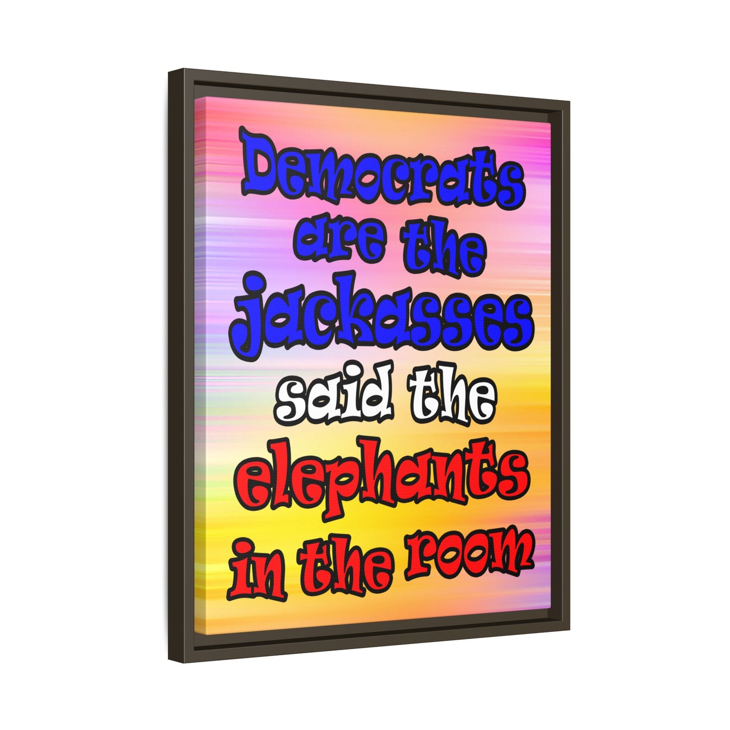 donkeys and elephants - framed canvas art (color blur)