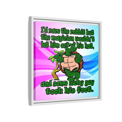 turtle race - framed canvas art (light blue-pink wave)