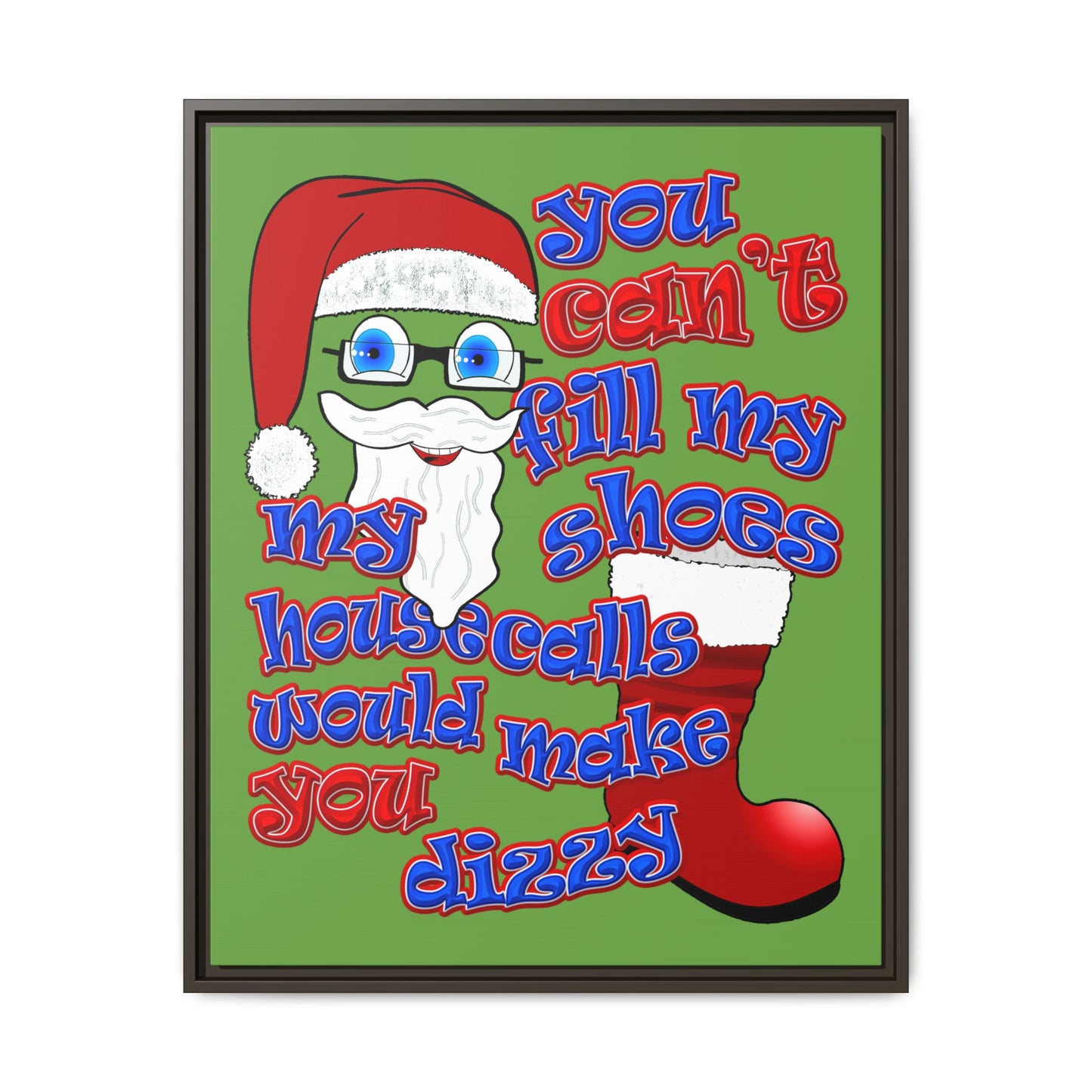 santa's shoes - framed canvas art (green)