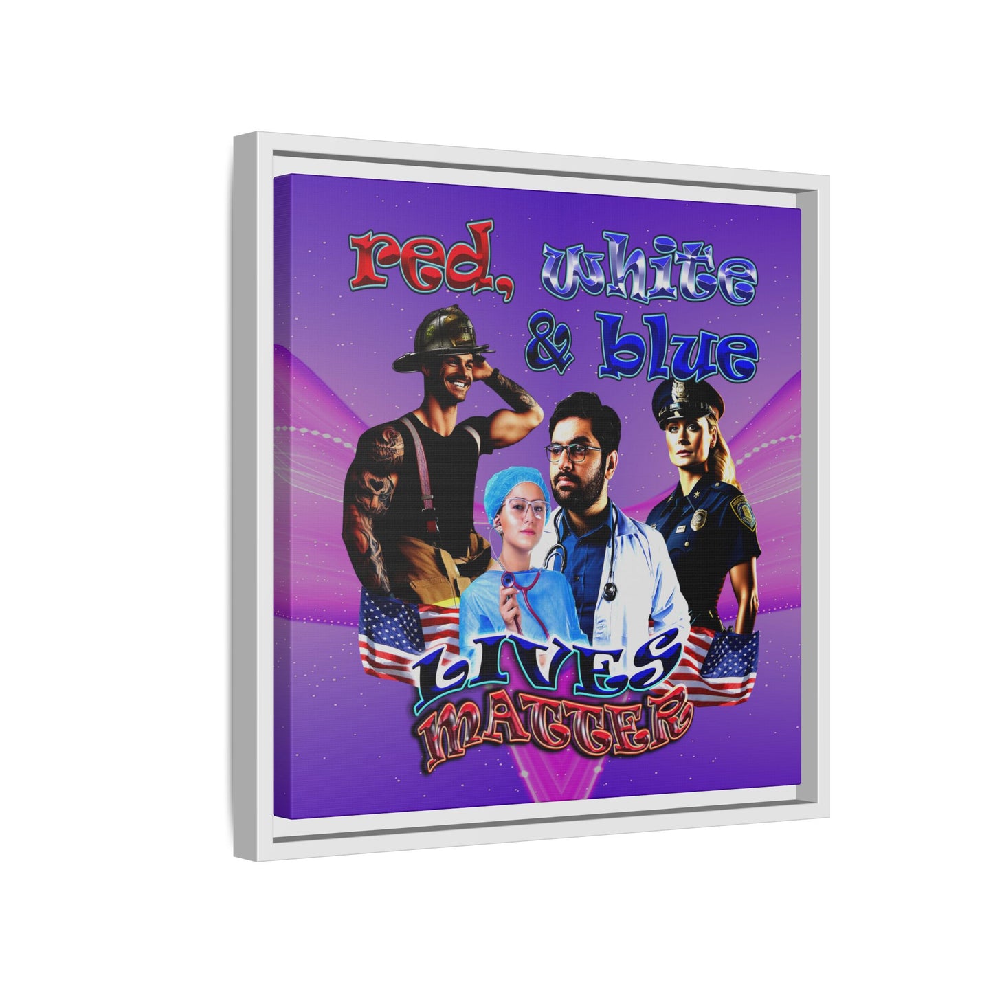 rw&b lives matter - framed canvas art (purple-pink wave)