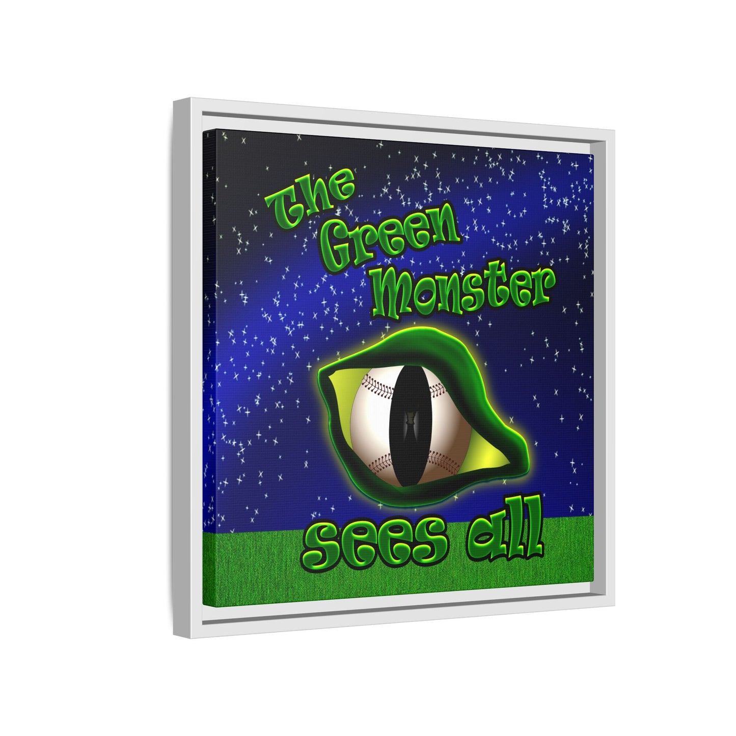green monster - framed canvas art ('snoops' background)