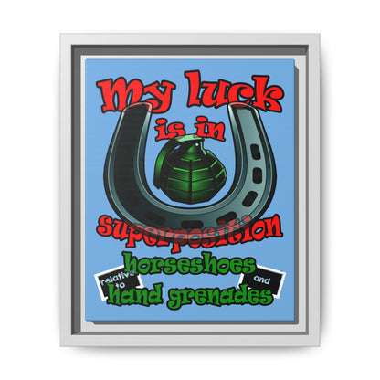my luck - framed canvas art (light blue)
