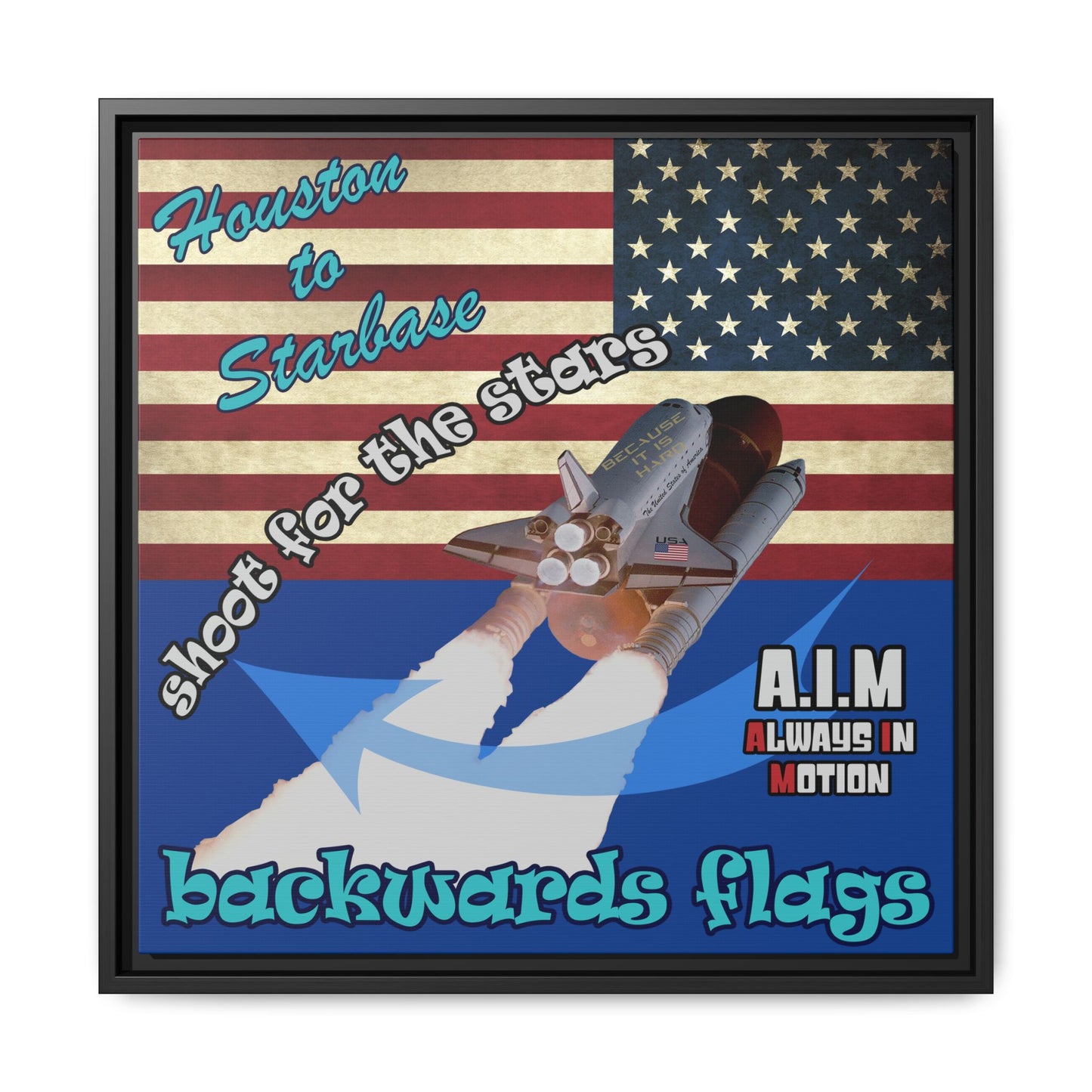 shoot for the stars - framed canvas art (dark blue)