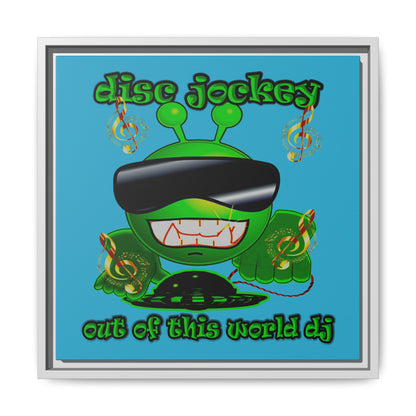 disc jockey - framed canvas art (turquoise)