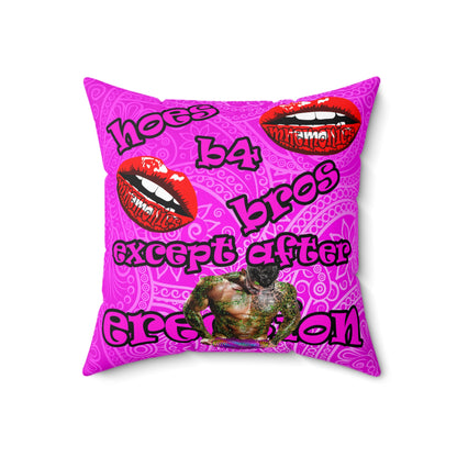 hoes b4 bros - Spun Polyester Square Pillow - (pink swirl)