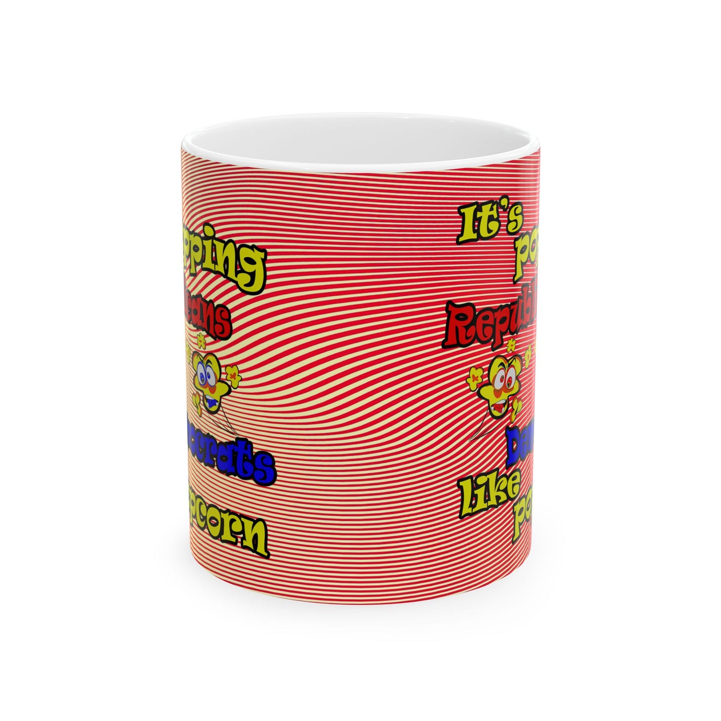 popping like popcorn - White Mug (yellow-orange wave)