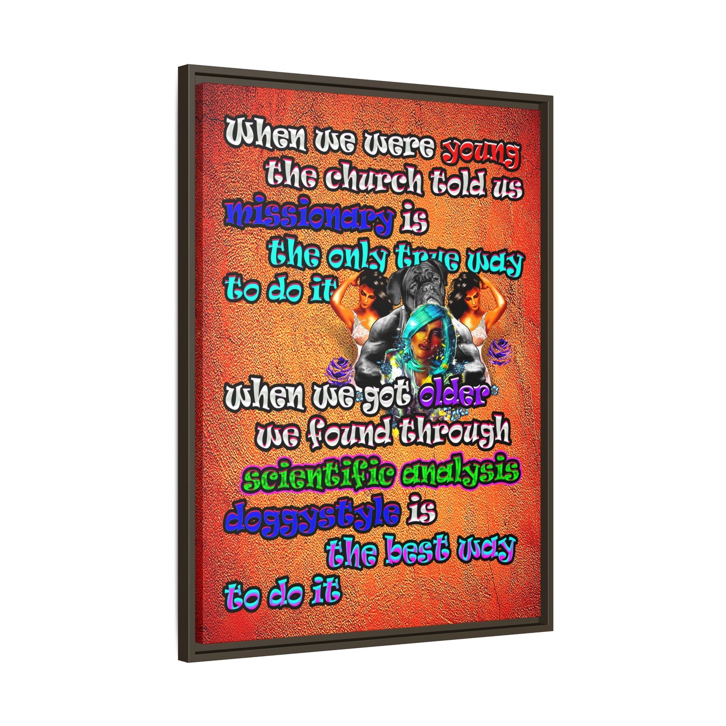 doggystyle - framed canvas art (burnt orange)