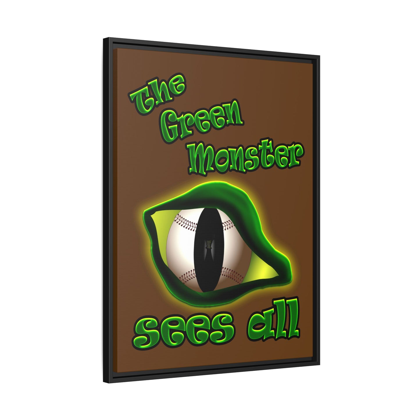 green monster - framed canvas art (brown)