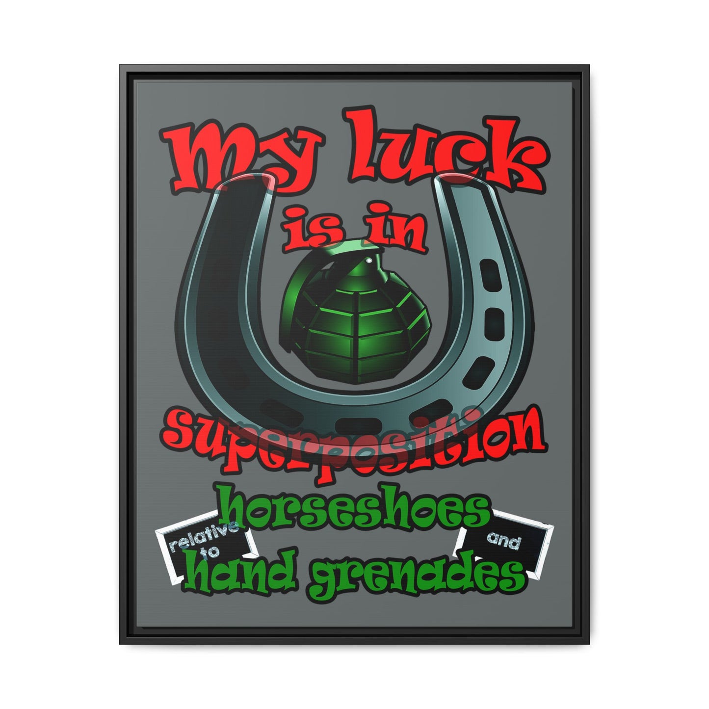 my luck - framed canvas art (dark grey)