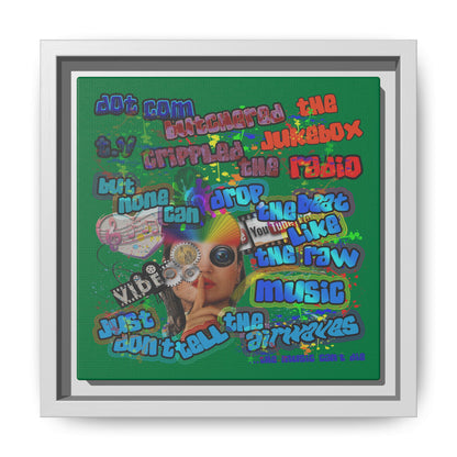 drop the beat - framed canvas art (dark green)