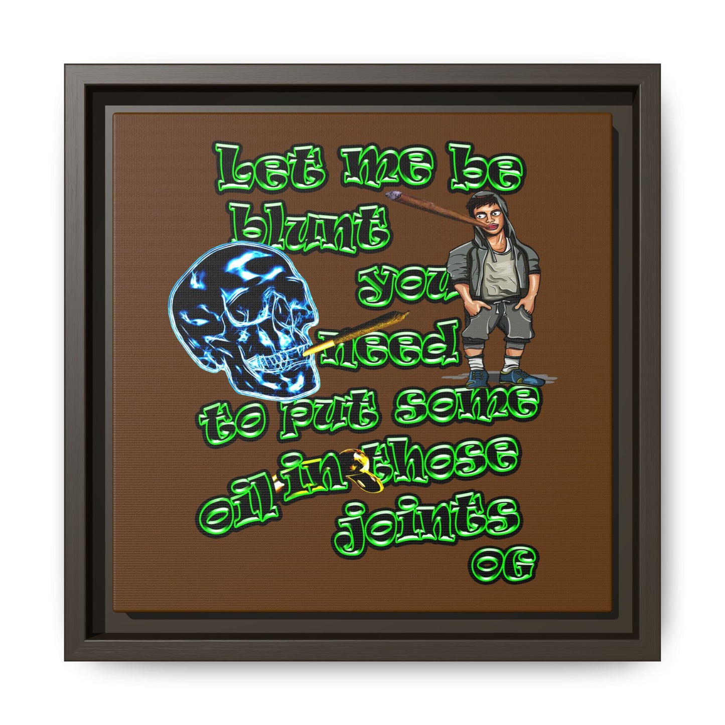 og - framed canvas art (brown)