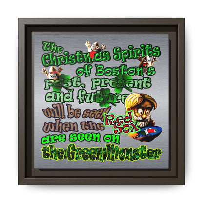 christmas spirits of boston - framed canvas art (brushed nickel)