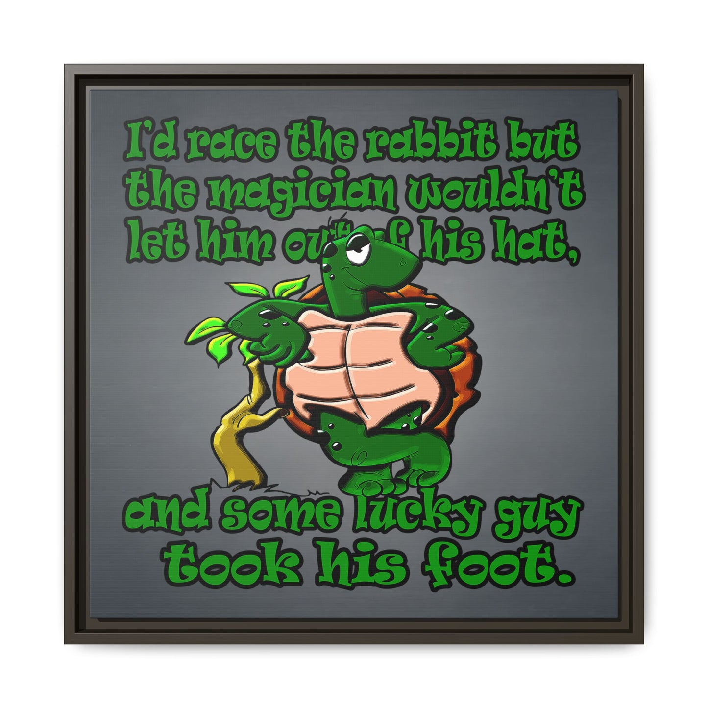 turtle race - framed canvas art (grey-light grey)
