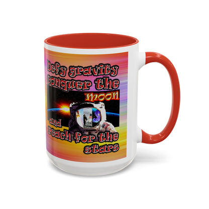 defy conquer reach - Accent Mug (color blur)