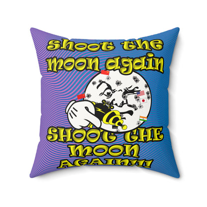 shoot the moon again - Faux Suede Square Pillow - (light blue-purple wave)