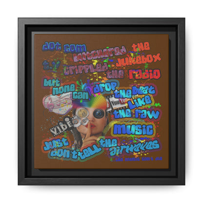 drop the beat - framed canvas art (brown)