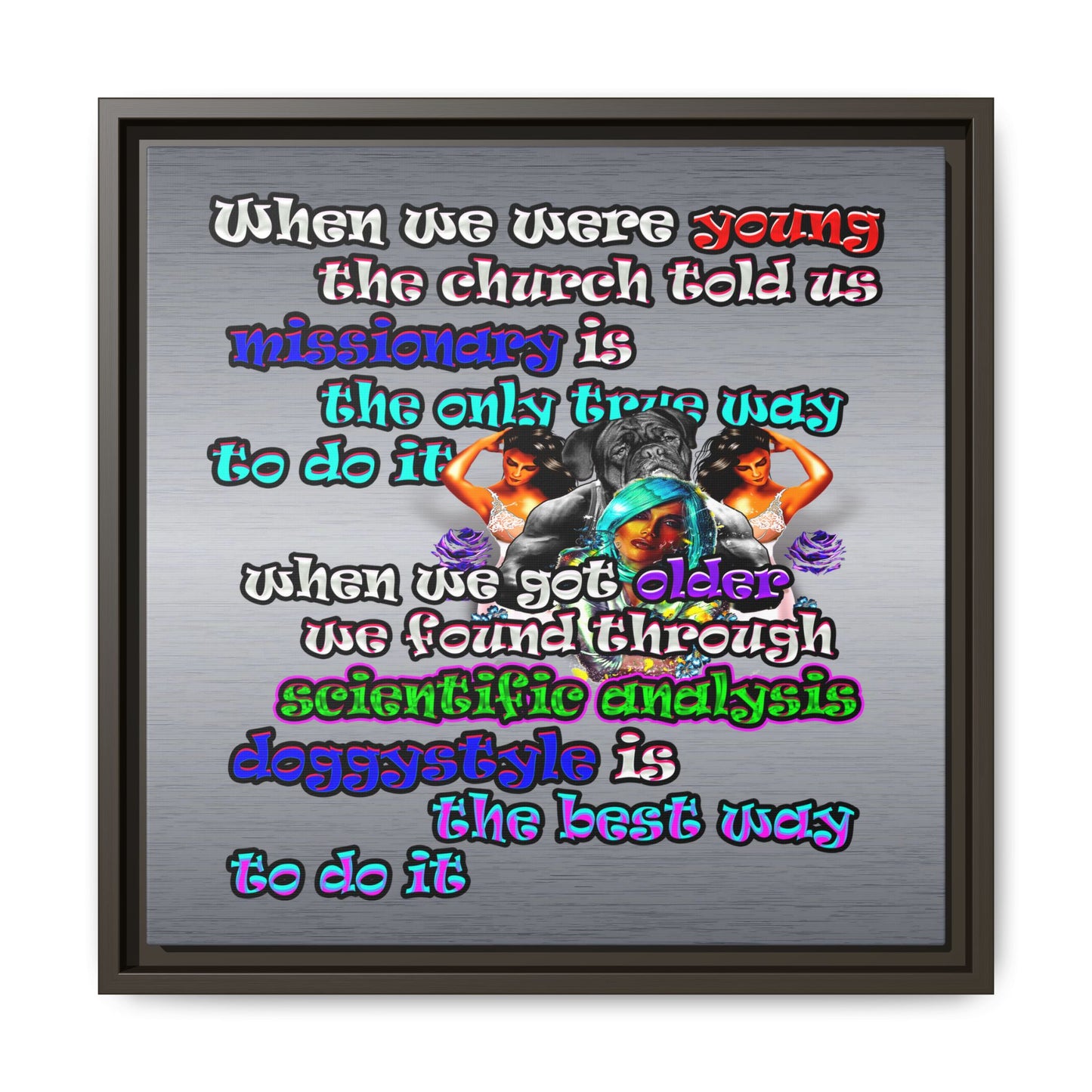 doggystyle - framed canvas art (brushed nickel)