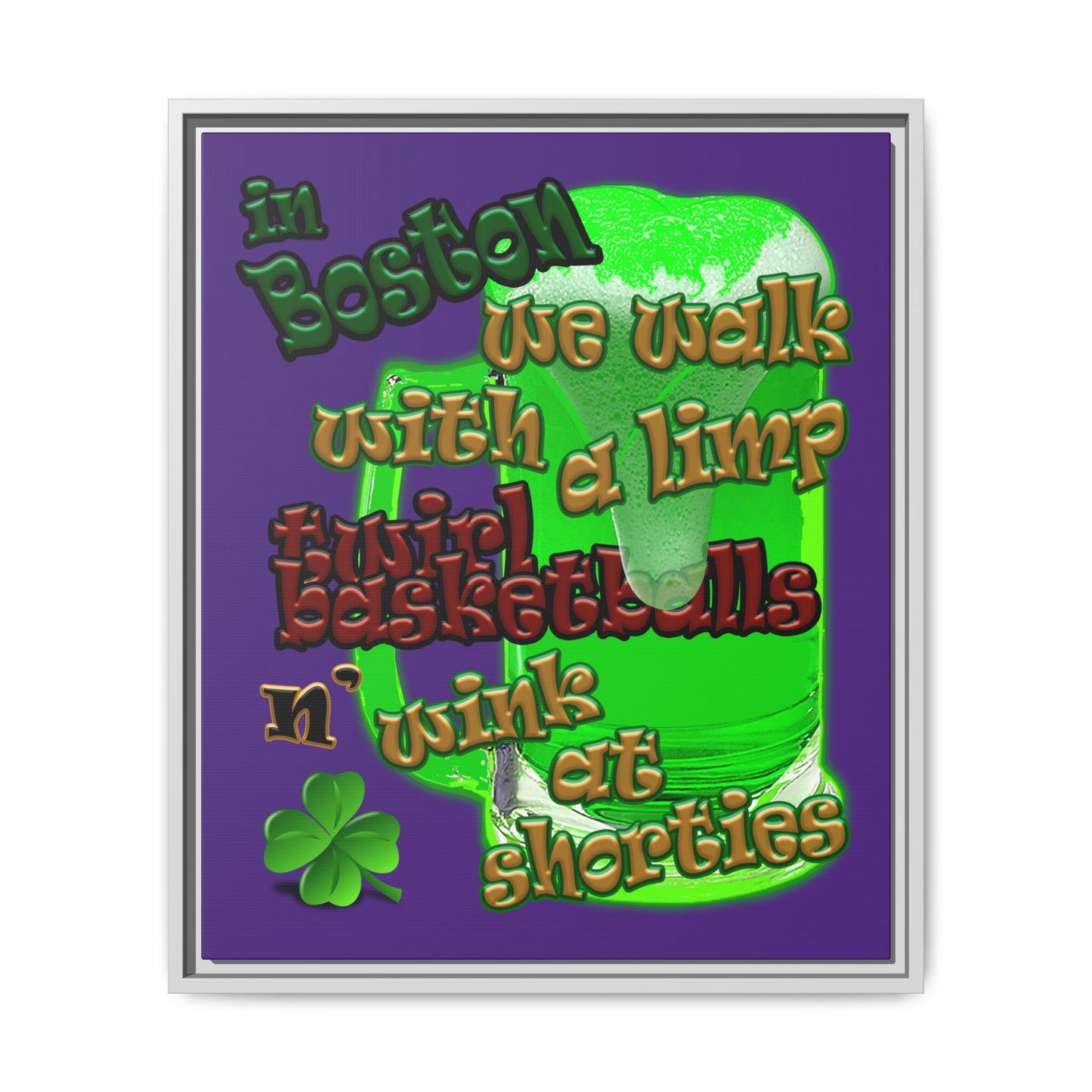 celtics logo - framed canvas art (purple)