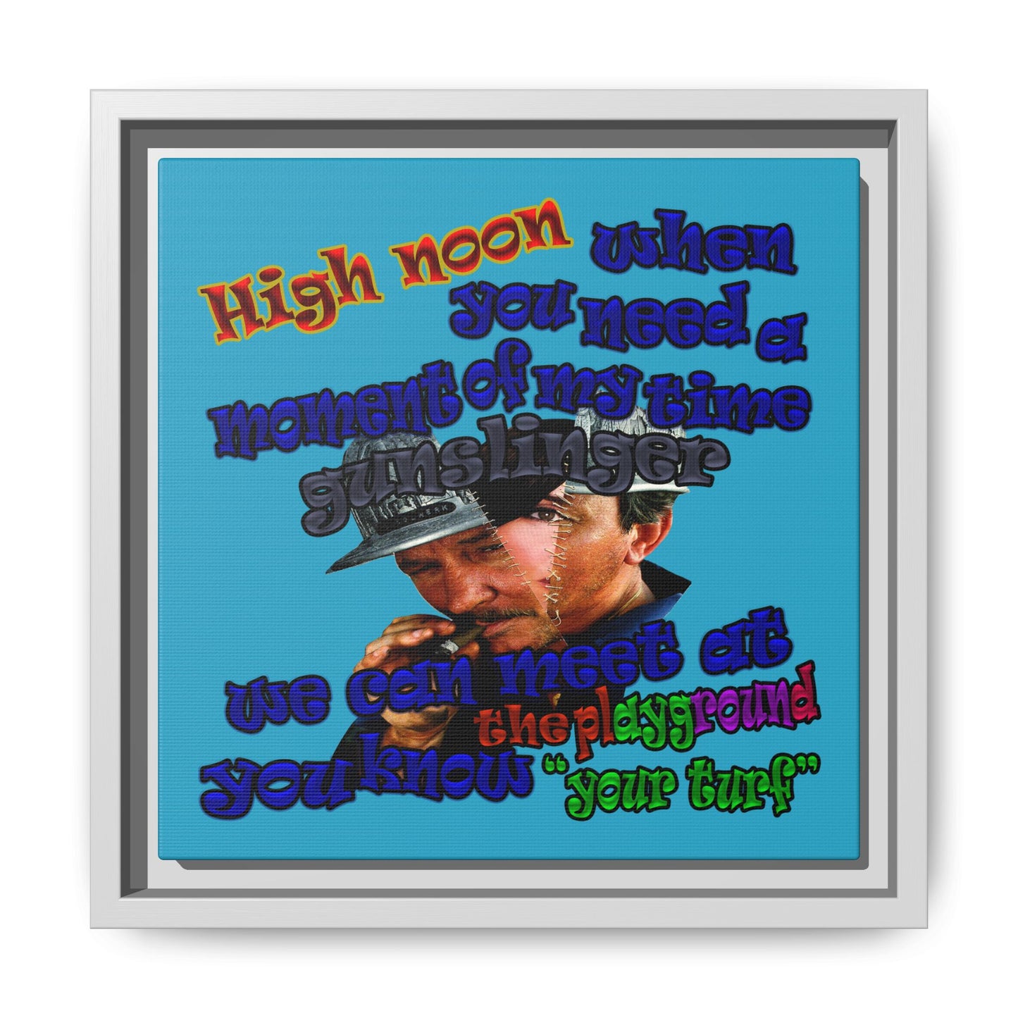 high noon - framed canvas art (turquoise)