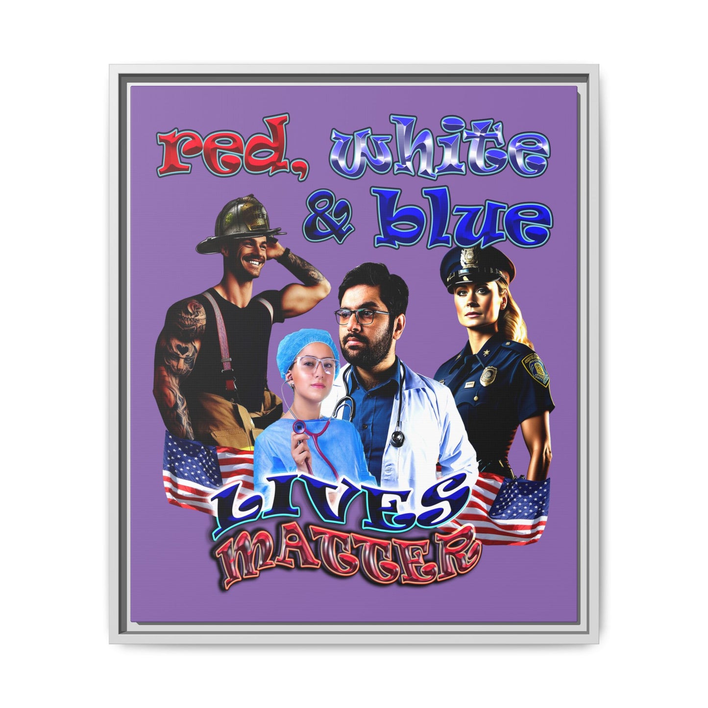 rw&b lives matter - framed canvas art (light purple)