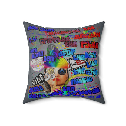 drop the beat - Spun Polyester Square Pillow - (grey-light grey)