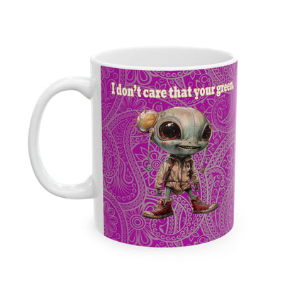 I don't care that your grey - White Mug (pink swirl)