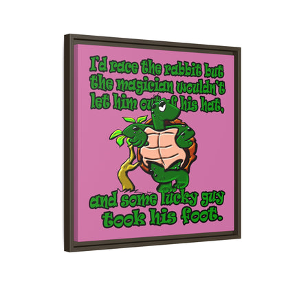 turtle race - framed canvas art (light pink)