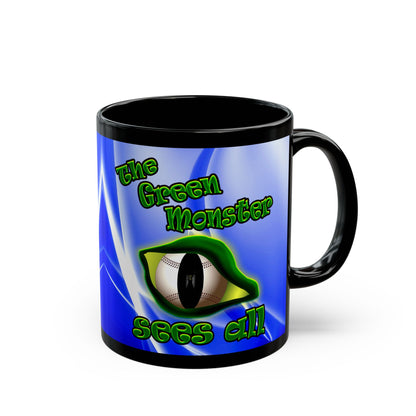green monster - Black Mug (blue-white wave)
