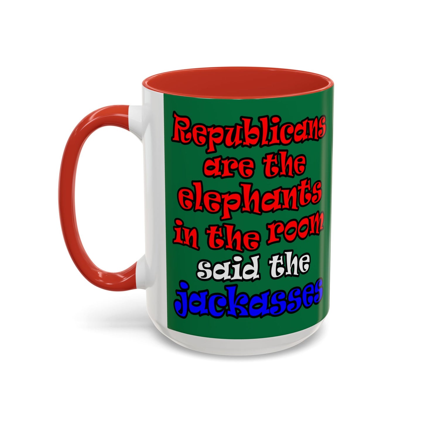 donkeys and elephants - Accent Mug (dark green)