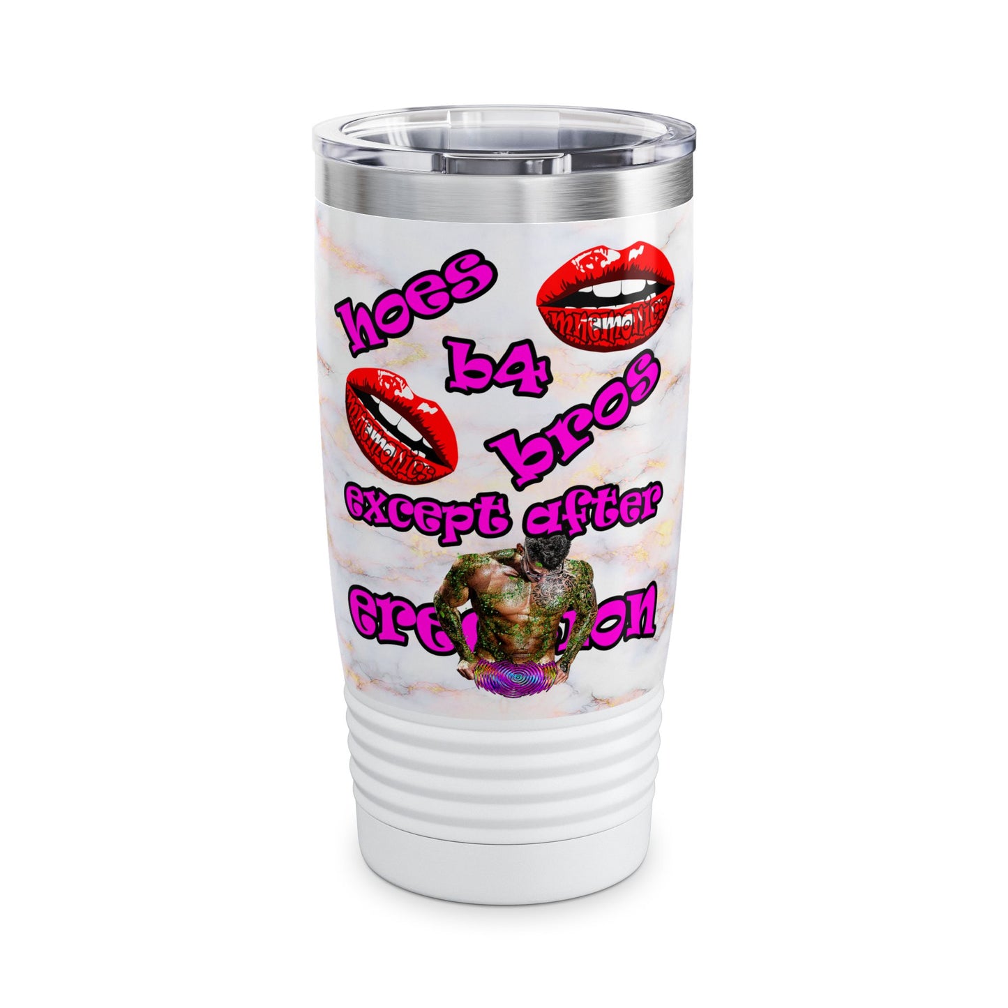 hoes b4 bros - Ringneck Tumbler, 20oz (white marble)