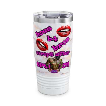 hoes b4 bros - Ringneck Tumbler, 20oz (white marble)