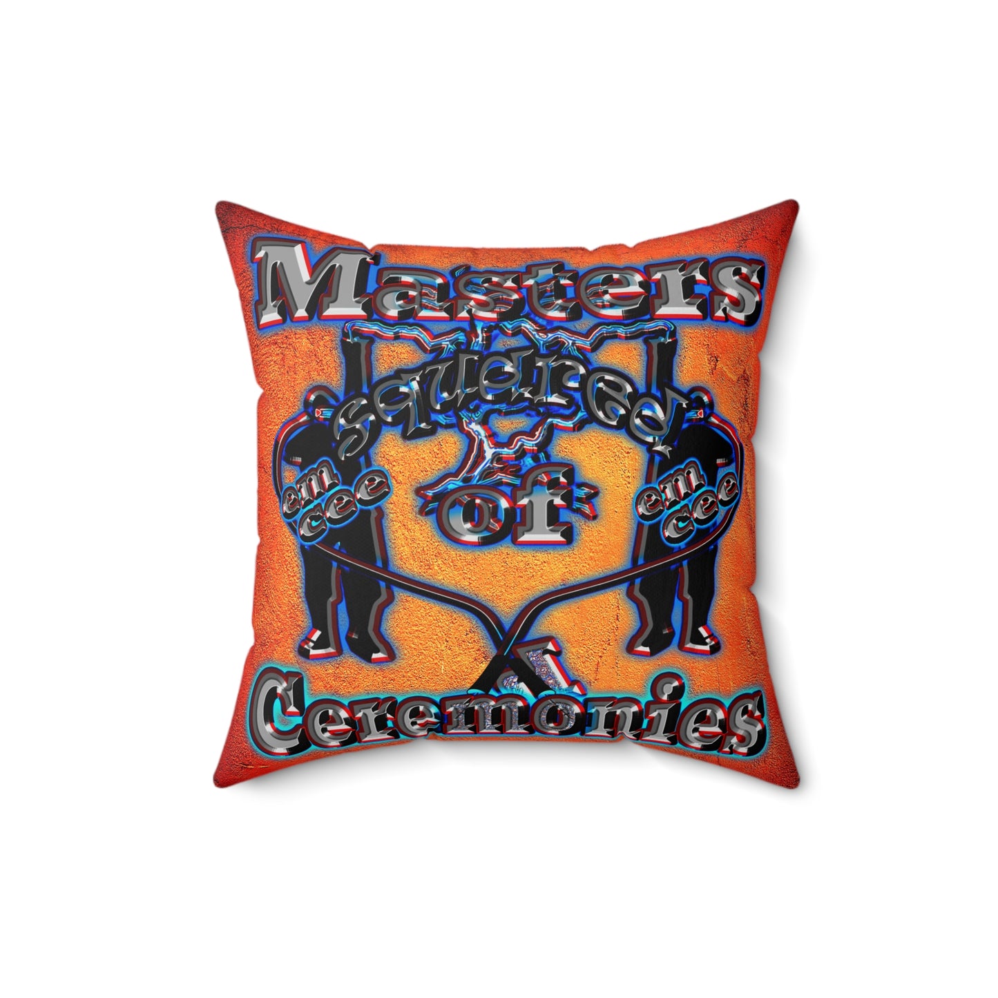 em cee squared - Spun Polyester Square Pillow - (burnt orange)