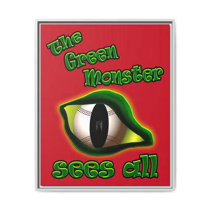 green monster - framed canvas art (dark red)