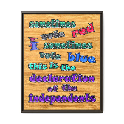 declaration of the independents - framed canvas art (butterscotch wood finish)