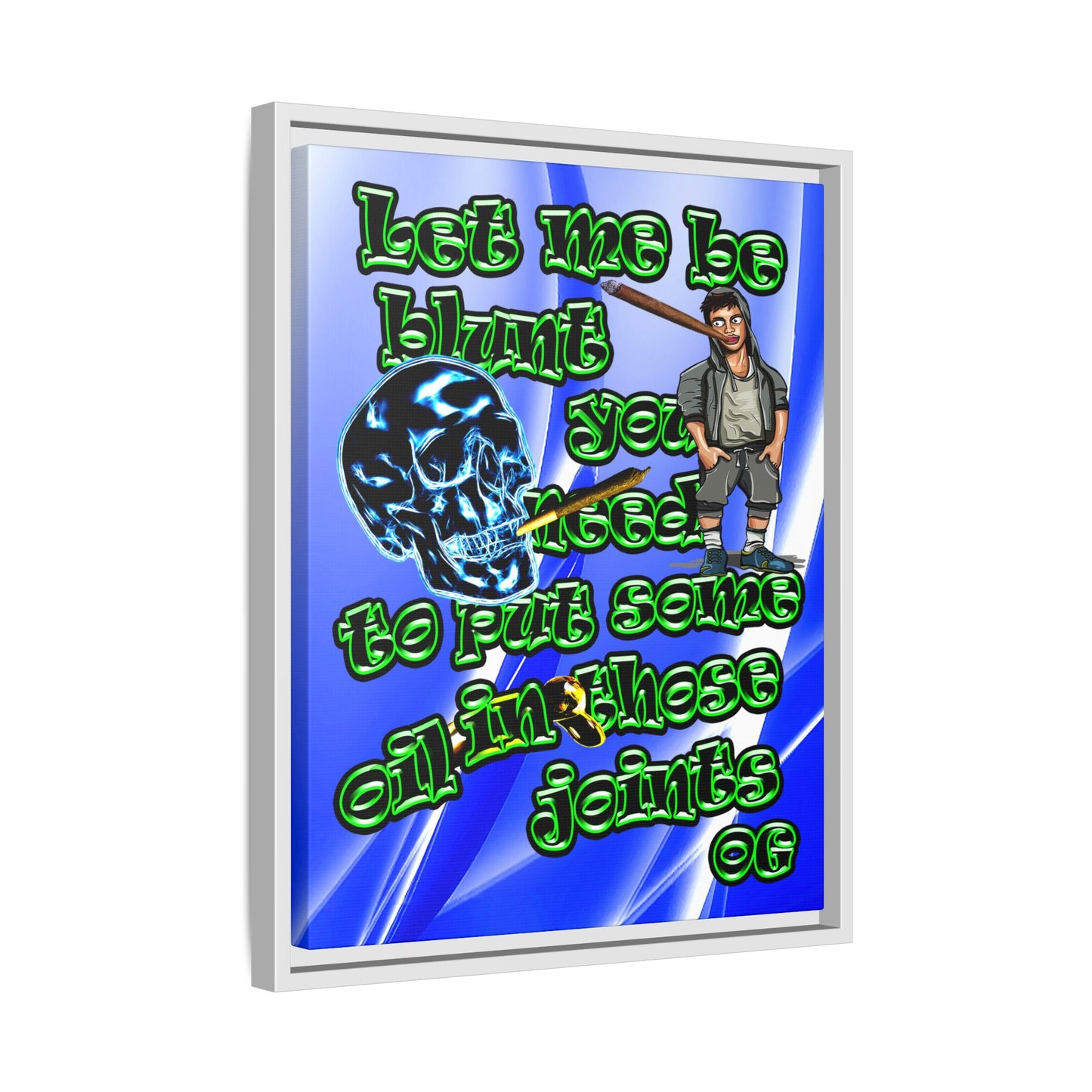 og - framed canvas art (blue-white wave)