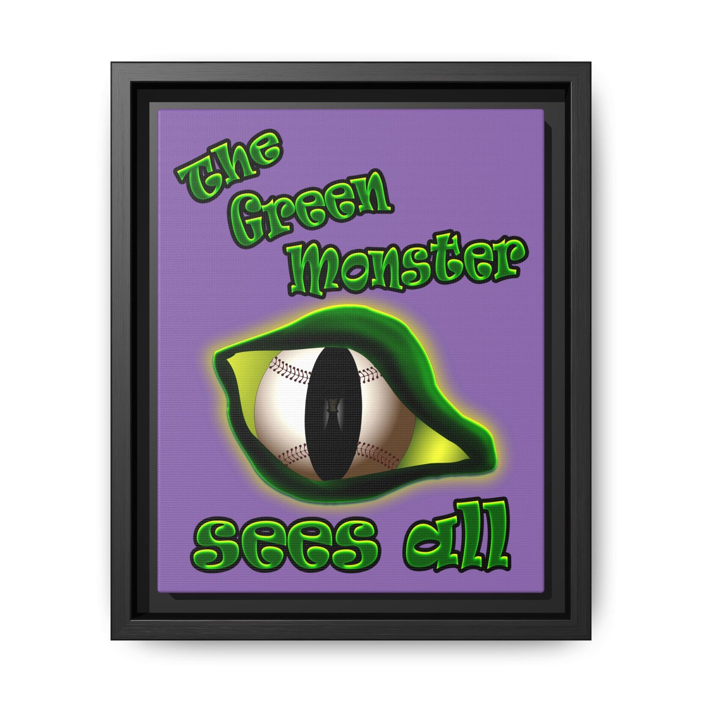 green monster - framed canvas art (light purple)